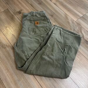 Carhartt Green Cargo Carpenter Denim Pants‎ Men 36x29